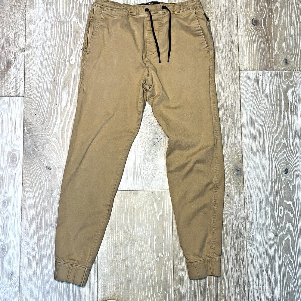 Hollister - Chino Jogger Women's S Tan Cuffed Hem Elastic Tie Waist 5-Pocket